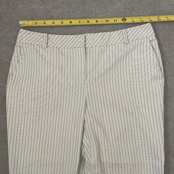 Loft Pants Womens 4 Ann Crop Striped Beige Black White Straight Leg Summer Capri - Picture 6 of 11